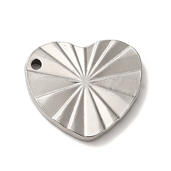 304 Stainless Steel Pendants, Heart Charm, Stainless Steel Color, 17x19x2mm, Hole: 1.6mm