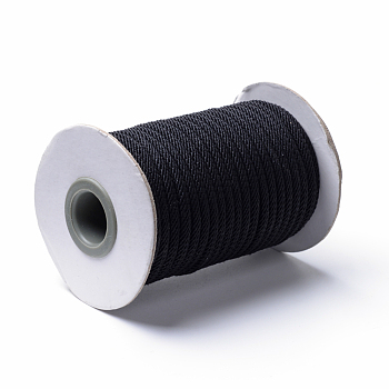 Braided Polyester Cords, Black, 4mm, about 21.87 yards(20m)/roll
