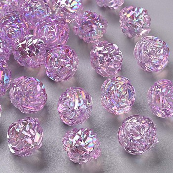 Transparent Acrylic Beads, AB Color, Flower, Violet, 18x16.5mm, Hole: 2.5mm, about 228pcs/500g