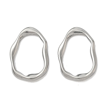 304 Stainless Steel Linking Rings, Irregular Oval Link, Non-Tarnish, Stainless Steel Color, 25.5x18x2.5mm, Inner Diameter: 20x13.5mm