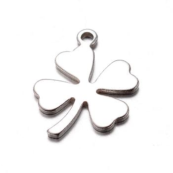 201 Stainless Steel Charms, Clover, Stainless Steel Color, 13x9.5x0.7mm, Hole: 1mm