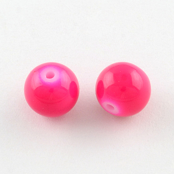 Painted Glass Bead Strands, Baking Paint, Round, Fuchsia, 8mm, Hole: 1.3~1.6mm, about 100pcs/strand, 31.4 inch
