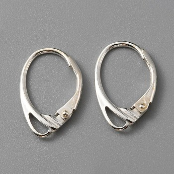 925 Sterling Silver Leverback Earring Findings, with Horizontal Loops, Silver, 17x11x1.5mm, Hole: 4x1.5mm, Pin: 0.6mm