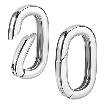 925 Sterling Silver Spring Gate Rings, Oval with 925 Stamp, Silver, 14.25x8.9mm