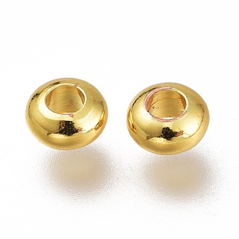 Brass Spacer Beads, Long-Lasting Plated, Disc, Golden, 3.2x1.6mm, Hole: 1.4mm