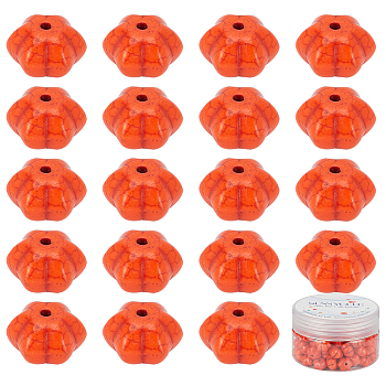 DIY Pumpkin Bead Stretch Bracelets Making Kits, Including 100pcs Dyed Synthetic Turquoise Beads, Elastic Thread, Orange Red, 12x8mm, Hole: 1mm