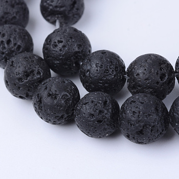 Natural Lava Rock Beads Strands, Round, 8~8.5mm, Hole: 1mm, about 47pcs/strand, 15.5 inch