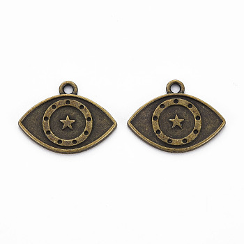 Tibetan Style Alloy Pendant Enamel & Rhinestone Settings, Cadmium Free & Lead Free, Eye, Antique Bronze, Fit for 0.9mm Rhinestone, 17x22x1.5mm, Hole: 1.8mm