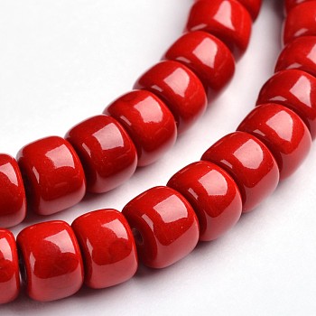 Natural Mashan Jade Column Bead Strands, Dyed & Heated, Red, 8x6mm, Hole: 1mm, about 70pcs/strand, 15.75 inch