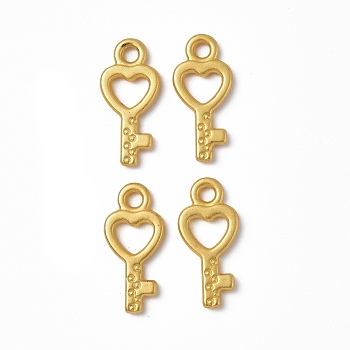 Rack Plating Alloy Pendants, Cadmium Free & Lead Free & Nickle Free, Heart Key Charms, Matte Gold Color, 15x7x1.5mm, Hole: 1.6mm