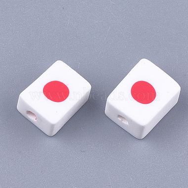 White Rectangle Polymer Clay Beads