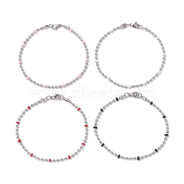 Mixed Color Round 304 Stainless Steel Bracelets