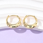 304 Stainless Steel Hammered Hoop Earrings for Women, Real 18K Gold Plated, 18x17x6.5mm(EJEW-U060-01B-G)