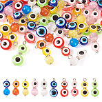 40Pcs 10 Styles Resin Evil Eye & Cat Eye Pendants, with Brass Findings, Round, Mixed Color, 20~25x8x5.5mm, Hole: 1.6~2.3mm, 4pcs/style
(FIND-TA0004-25)