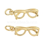 Rack Plating Brass Pendants, Glasses Charms, Cadmium Free & Lead Free, Long-Lasting Plated, Real 18K Gold Plated, 19x6x4mm, Hole: 3.5mm(KK-CBAB1AF-21G)