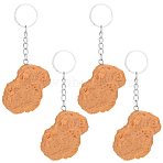4Pcs Food Pattern PVC Pendant Keychains, with Iron Split Key Rings, Platinum, BurlyWood, 61.5x36x15mm(KEYC-SC0002-21B)