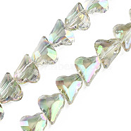 Electroplate Transparent Glass Beads Strands, Faceted, Heart, Aquamarine, 12x10x5mm, Hole: 1mm, about 60Pcs/strand, 24.41 inch(62cm)(EGLA-N002-44-03)
