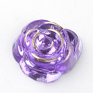Acrylic Cabochons, Golden Metal Enlaced, Rose, Medium Purple, 15x14x5mm(MACR-Q185-A04)