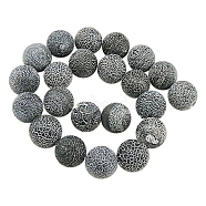 Natural Crackle Agate Beads Strands, Dyed, Round, Grade A, Black, 4mm, Hole: 0.8mm, about 93pcs/strand, 15 inch(G-G055-4mm-10)