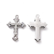 Two Tone Alloy Pendant, with Crystal Rhinestone, Cross Charms, Gunmetal & Platinum, 36x24.5x5.5mm, Hole: 2mm(FIND-H041-08BP)
