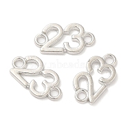 Alloy Connector Charms, Number 23 Links, Platinum, 9.5x17.5x1.8mm, Hole: 2mm, about 1219pcs/1000g(PALLOY-R143-24P)