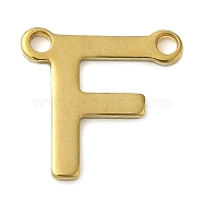 304 Stainless Steel Charms, Real 18K Gold Plated, Letter Charm, Letter F, 10x10x1mm, Hole: 1mm(STAS-Z074-04G-F)