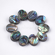 Abalone Shell/Paua Shell Beads, Oval, Dark Green, 10x8x3.5~4mm, Hole: 1mm(SSHEL-T008-04)