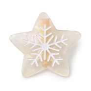Star with Snowflake Cellulose Acetate(Resin) Alligator Hair Clips, with Golden Iron Clips, for Women Girls, Linen, 48.5x51x11.5mm(PHAR-Q120-01C)