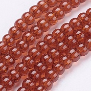 1 Strand Dark Orange Transparent Crackle Glass Round Beads Strands, 4mm, Hole: 1.1~1.3mm, about 200pcs/strand, 31.4 inch(X-CCG-Q001-4mm-09)