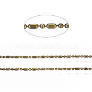 Brass Ball Chains, Ball & Bar Faceted Beaded Chains, Long-Lasting Plated, Soldered, with Spool, Cadmium Free & Nickel Free & Lead Free, Antique Bronze, 1.8x1mm and 1mm, about 301.83 Feet(92m)/roll(CHC-S008-010F-AB)