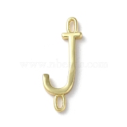 Rack Plating Brass Connector Charms, Cadmium Free & Lead Free, Long-Lasting Plated, Real 18K Gold Plated, Letter J, 23x10x1.5mm, Hole: 3x0.8mm(KK-P245-07G-J)