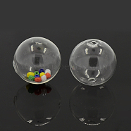 Handmade Two Holes Blown Glass Globe Beads, Round, Clear, 50mm, Hole: 5mm(X-DH017J-50mm-01)