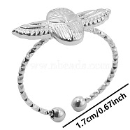 Non-Tarnish 304 Stainless Steel Owl Cuff Ring for Unisex, Minimalist Adjustable Non-fading Jewelry, Stainless Steel Color(NN5727-1)