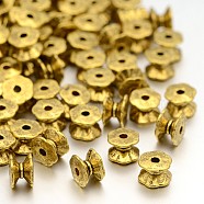Tibetan Silver Double Sided Bead Caps, Lead Free, Cadmium Free and Nickel Free, Antique Golden, about 5mm long, 7mm wide, hole: 2mm(GLF9831Y-NF)