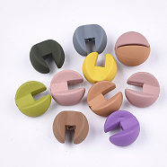 Rubberized Style Acrylic Combined Beads, Interlocking Beads, Mixed Color, 18x18~19x12mm, Hole: 2mm(X-OACR-T011-128A)