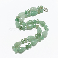 Natural Green Aventurine Beaded Necklaces, with Alloy Lobster Clasps, Teardrop, 18.1 inch~18.5 inch(46~47cm)(NJEW-S389-17)