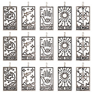 30Pcs 5 Style Tibetan Style Alloy Pendants, Rectangle with Tarot Pattern, Antique Rose Gold, 26x13mm, 6pcs/style(FIND-SC0003-74)