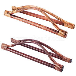 4Pcs 2 Colors Wood & Rattan Woven Bag Handles, for Bag Handles Replacement Accessories, Mixed Color, 6.6x27x1.3cm, Inner Diameter: 4.4x20.5cm, 2pcs/color(FIND-PH0002-49)