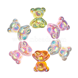 Transparent Resin Cabochons, Bear, AB Color, Mixed Color, 21.5x18.5x8.5mm, 5pcs/color, 5 colors, 25pcs/bag(RESI-CJ0001-59)