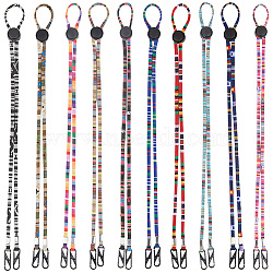 10Pcs 10 Colors Ethnic Style Polyester Glasses Lanyard, Neck Strap for Glasses, with Plastic Buckle, Alloy & Iron Findings, Mixed Color, 715x4x2mm, 1Pc/style(AJEW-GF0007-12)