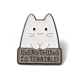 Cat Shape Enamel Pins, Alloy Brooches for Backpack Clothes, Gray, 31x27.5x1.5mm(JEWB-P039-11EB-03)