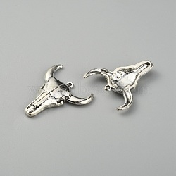 Tibetan Style Alloy Pendants, Cattle Head, Antique Silver, 33x29x5mm, Hole: 1.3mm, 5pcs/bag(FIND-CJC0007-02)