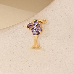 Micro Pave Cubic Zirconia Pendants, Glass Charms, Lilac, 21x15mm(PW-WG58429-05)