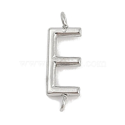 304 Stainless Steel Letter Connector Charms, Stainless Steel Color, Letter E, 12x4x2mm, Hole: 1.2mm(STAS-M108-01P-05)