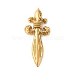 Ion Plating(IP) 304 Stainless Steel Pendants, Sword Charms, Real 18K Gold Plated, 30x13x5.5mm, Hole: 1.6mm(STAS-N103-38G)