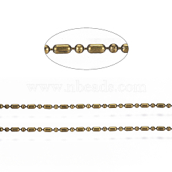 Brass Ball Chains, Ball & Bar Faceted Beaded Chains, Long-Lasting Plated, Soldered, with Spool, Cadmium Free & Nickel Free & Lead Free, Antique Bronze, 1.8x1mm and 1mm, about 301.83 Feet(92m)/roll(CHC-S008-010F-AB)
