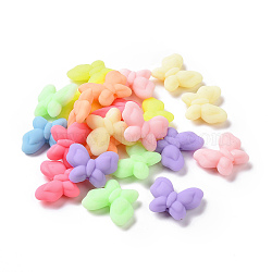 Rubberized Style Acrylic Beads, Butterfly, Mixed Color, 18x21.5x6.5mm, Hole: 1.6mm, 403pcs/500g(SACR-P018-01M)