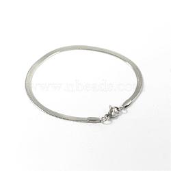 Tarnish Resistant 304 Stainless Steel Bracelets, Herringbone Chain Bracelets, with Lobster Claw Clasps, Stainless Steel Color, 180x3x0.5mm(7.08 inch)(BJEW-D418-01P)