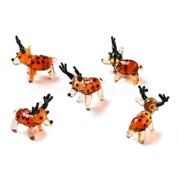 Handmade Bumpy Lampwork Home Decorations, 3D Deer Ornaments for Gift, Coral, 23.5~24.5x15~17x23.5~25mm(LAMP-K039-11)