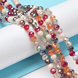 Glass Beads Strands, Faceted, Rondelle, Crimson, 4~4.5x3.5mm, Hole: 1mm, about 121~127pcs/strand, 16.61inch~17.20 inch(42.2~43.7cm)(X-EGLA-A034-M4mm-05)